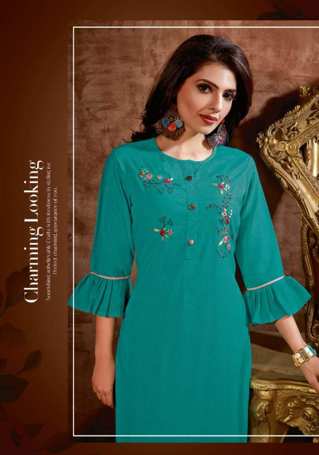 Alishka Vibes Fancy Ethnic Wear Rayon Kurti With Pant Collection